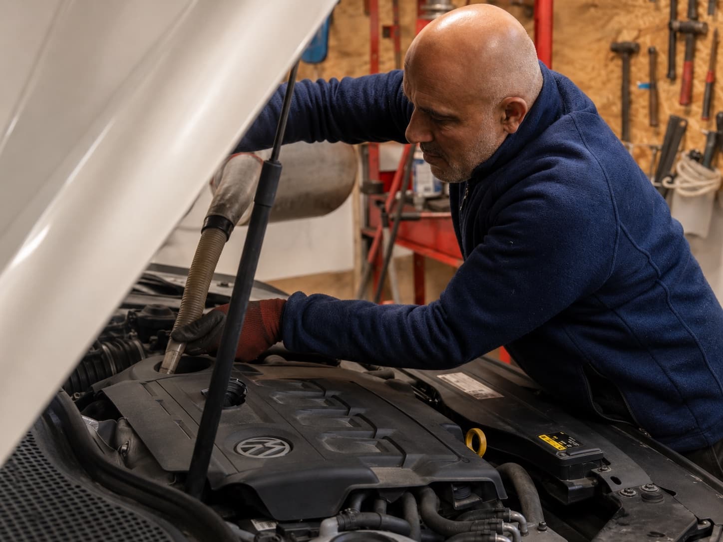 Youssef arbejder på motor